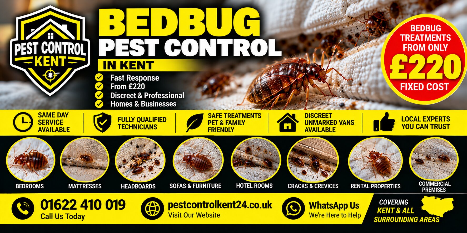 Bed Bug Control in Edenbridge, Kent — Pest Control Kent 24, call 01622 410 019