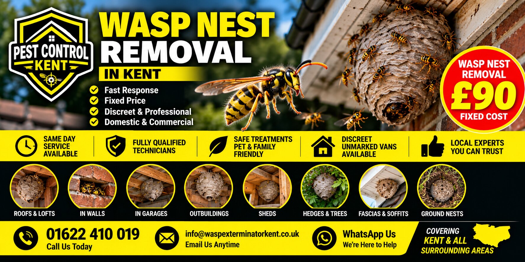Wasp nest removal in Cranbrook, Kent — Pest Control Kent 24, call 01622 410 019